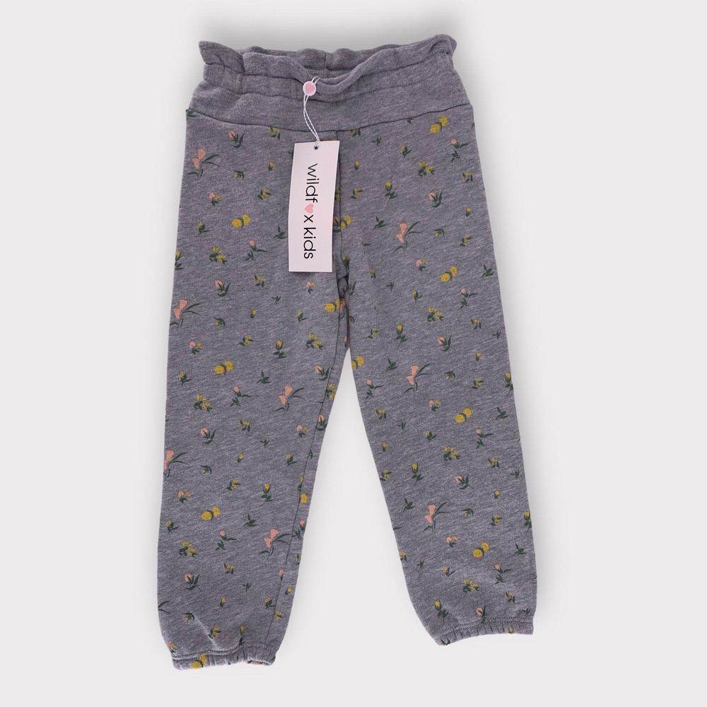 NEW Wildfox Kids Size XS 4/5 Gray Jogger Floral Sweat Pants